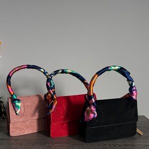 Elegant Women's Handbag Set - Pink, Red, and Black